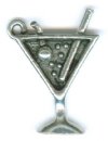 1 21x15mm Antique Silver Martini Glass Pendant