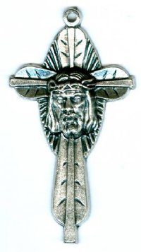 1 45x25mm Antique Silver Cross with Christ's Face