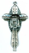 1 45x25mm Antique Silver Cross with Christ's Face