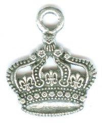 1 18x15mm Antique Silver Crown Pendant