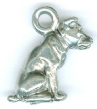 1 19mm Antique Silver Sitting Dog Pendant