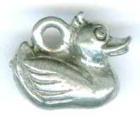 1 10x12mm Antique Silver Duck Pendant