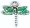 1 22x23mm Enamel and Antique Silver Dragonfly Pendant