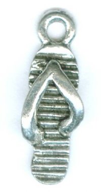 1 19mm Antique Silver Flip Flop Pendant
