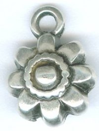 1 11mm Antique Silver Double-Sided Flower Pendant