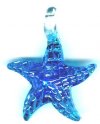 1 30x24mm Aqua Lustre Glass Starfish Pendant