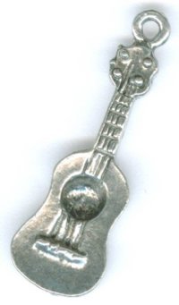 1 29mm Antique Silver Guitar Pendant