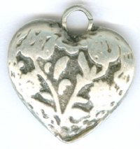 1 18mm Antique Silver Floral Heart Pendant