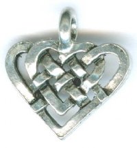 1 15x15mm Antique Silver Knotted Heart Pendant