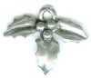 1 12mm Antique Silver Holly Leaves Pendant