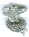 1 16x12mm Antique Silver Horse Head with Bouquet Pendant