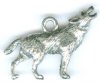 1 19x26mm Antique Silver Howling Coyote Pendant