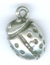 1 13x8mm Antique Silver Ladybug Pendant