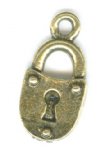 1 18x9mm Antique Gold Lock Pendant