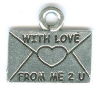 1 14mm Antique Silver Love Letter Pendant