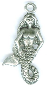 1 28mm Antique Silver Mermaid Pendant