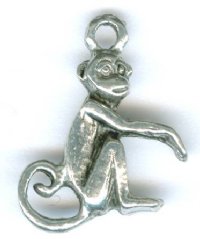 1 16mm Antique Silver Monkey Pendant