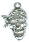 1 20x14mm Antique Silver Pirate Skull Pendant