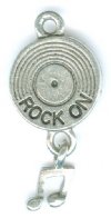 1 28x13mm Antique Silver Record with Note Pendant
