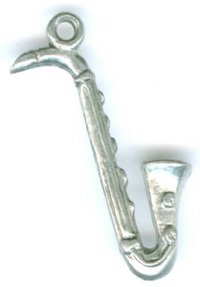 1 25mm Antique Silver Saxophone Pendant