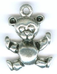 1 19x14mm Antique Silver Teddy Bear Pendant