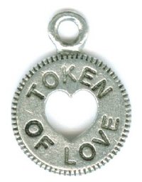 1 13mm Antique Silver Token of Love Pendant