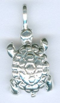1 20mm Antique Silver Turtle Pendant