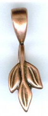 1 17mm Antique Copper Pewter Long 3 Leaf Bail