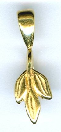 1 17mm Bright Gold Pewter Long 3 Leaf Bail