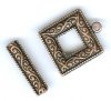 1 Set of 18mm Antique Copper Pewter Square Scroll Toggle