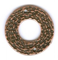 1 21mm Antique Copper Pewter 2 Hole Connector with Weave Pattern