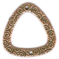 1 23mm Antique Copper Pewter 2 Hole Triangle Connector with Scroll Pattern