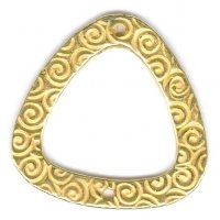 1 23mm Bright Gold Pewter 2 Hole Triangle Connector with Scroll Pattern