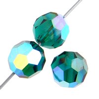 20, 4mm Round Emerald AB Preciosa Crystal Beads