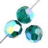 20, 4mm Round Emerald AB Preciosa Crystal Beads