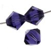 50 4mm Deep Tanzanite Preciosa Bicone Beads