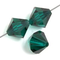 50 4mm Emerald Preciosa Bicone Beads