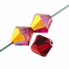 50 4mm Siam AB Preciosa Bicone Beads