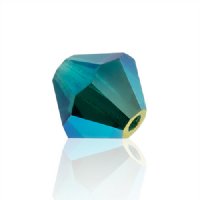 50 4mm Emerald AB2X Preciosa Bicone Beads