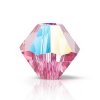 50, 4mm Preciosa Rose Glitter Bicone / Rondelle Beads