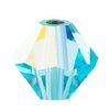 25, 6mm Aqua Bohemica AB Preciosa Rondell / Bicone Beads