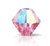 25, 6mm Preciosa Rose Glitter Bicone / Rondelle Beads