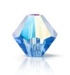 25, 6mm Preciosa Sapphire Glitter Bicone / Rondelle Beads
