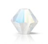 25, 6mm Preciosa White Opal Glitter Bicone / Rondelle Beads