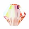 25, 6mm Light Rose AB Preciosa Rondell / Bicone Beads