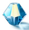 25 6mm Transparent Malibu Blue AB Preciosa Rondell / Bicone Beads