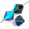 25, 6mm Montana Blue AB Preciosa Rondell / Bicone Beads