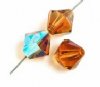 25, 6mm Light Colorado Topaz AB Preciosa Rondell / Bicone Beads