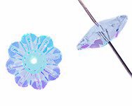10 6mm Light Sapphire AB Preciosa Flower Beads