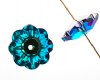 10 6mm Bermuda Blue Half Coat Preciosa Flower Beads